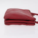 CELINE Trio Shoulder Bag Leather Red Gold Auth hk4207-4