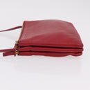 CELINE Trio Shoulder Bag Leather Red Gold Auth hk4207-5