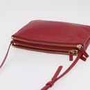 CELINE Trio Shoulder Bag Leather Red Gold Auth hk4207-6
