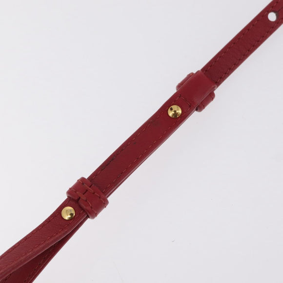 CELINE Trio Shoulder Bag Leather Red Gold Auth hk4207