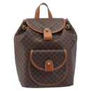 CELINE Macadam Canvas Backpack PVC Leather Brown Gold Auth hk4209-2