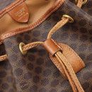 CELINE Macadam Canvas Backpack PVC Leather Brown Gold Auth hk4209-22