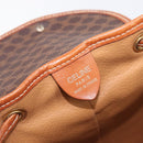CELINE Macadam Canvas Backpack PVC Leather Brown Gold Auth hk4209-24