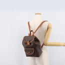 CELINE Macadam Canvas Backpack PVC Leather Brown Gold Auth hk4209-30