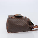 CELINE Macadam Canvas Backpack PVC Leather Brown Gold Auth hk4209-3