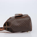CELINE Macadam Canvas Backpack PVC Leather Brown Gold Auth hk4209-4