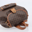 CELINE Macadam Canvas Backpack PVC Leather Brown Gold Auth hk4209-6