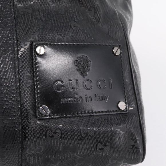 GUCCI GG Implementation Hand Bag PVC Leather Black Silver Auth hk4211A