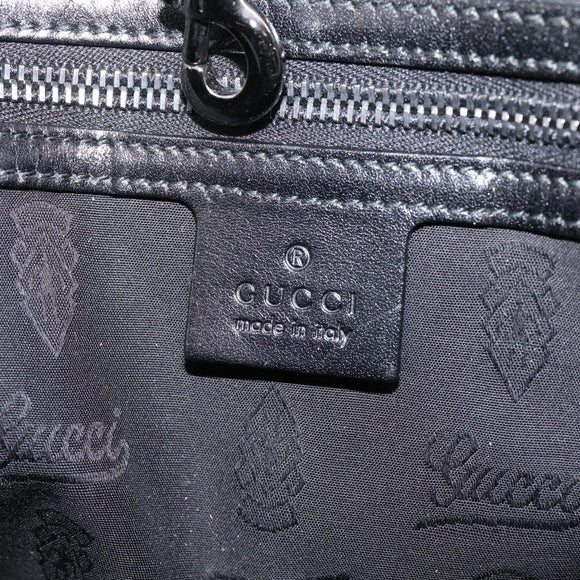 GUCCI GG Implementation Hand Bag PVC Leather Black Silver Auth hk4211A