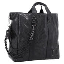 GUCCI GG Implementation Hand Bag PVC Leather Black Silver Auth hk4211A-1
