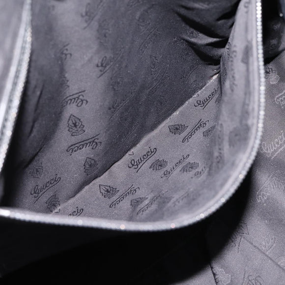 GUCCI GG Implementation Hand Bag PVC Leather Black Silver Auth hk4211A