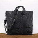 GUCCI GG Implementation Hand Bag PVC Leather Black Silver Auth hk4211A-12