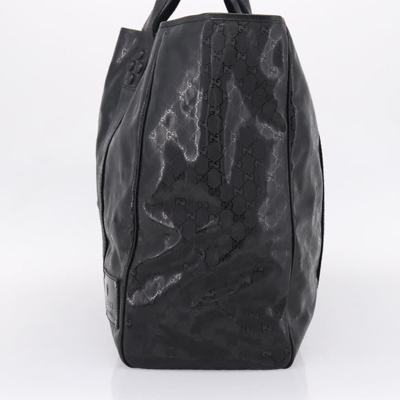 GUCCI GG Implementation Hand Bag PVC Leather Black Silver Auth hk4211A