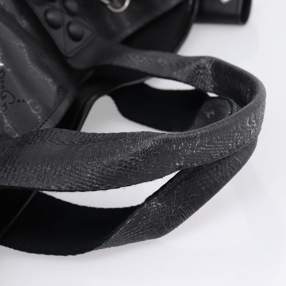 GUCCI GG Implementation Hand Bag PVC Leather Black Silver Auth hk4211A