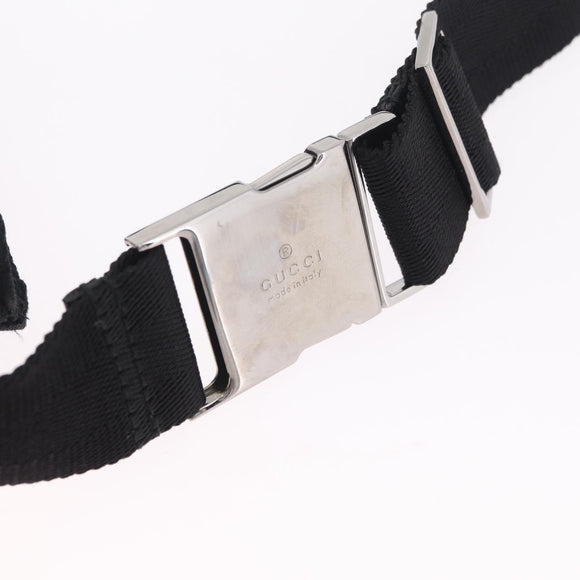 GUCCI GG Canvas Waist bag Black Silver 28566 Auth hk4213V