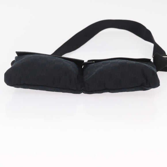 GUCCI GG Canvas Waist bag Black Silver 28566 Auth hk4213V