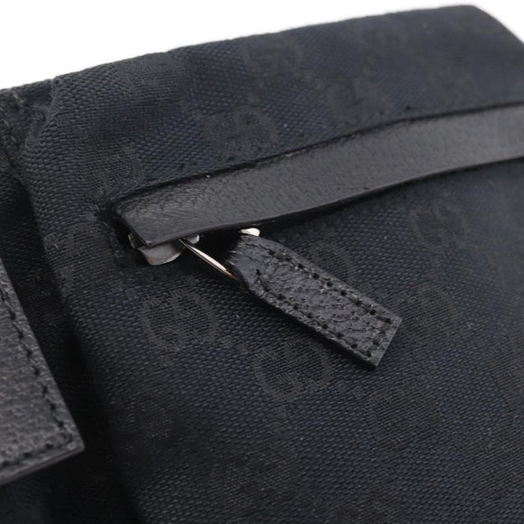GUCCI GG Canvas Waist bag Black Silver 28566 Auth hk4213V