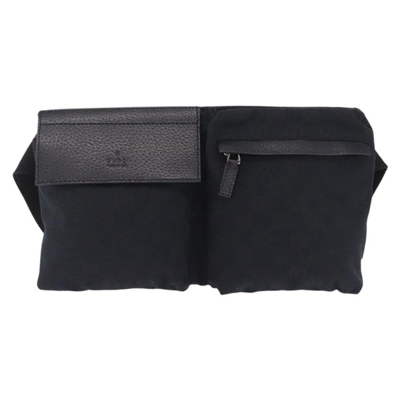 GUCCI GG Canvas Waist bag Black Silver 28566 Auth hk4213V