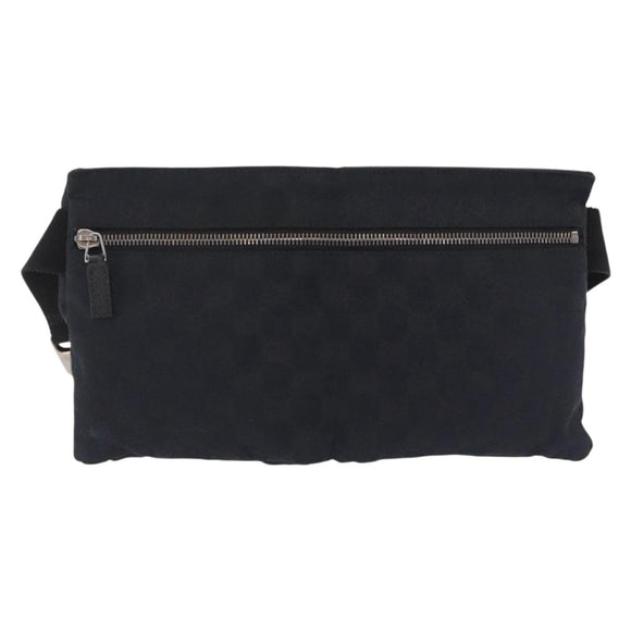 GUCCI GG Canvas Waist bag Black Silver 28566 Auth hk4213V