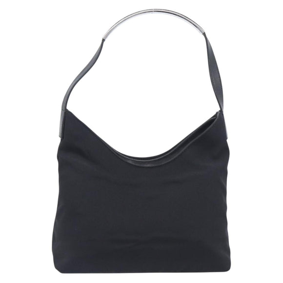 GUCCI Hand Bag Nylon Outlet Black Silver Auth hk4214