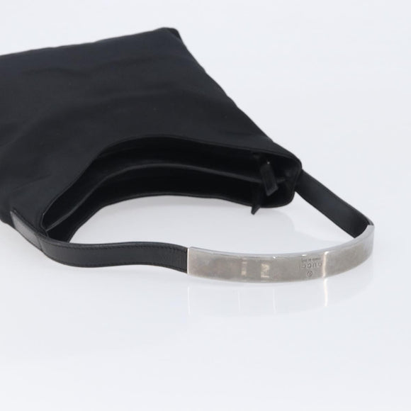 GUCCI Hand Bag Nylon Outlet Black Silver Auth hk4214