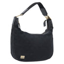 GUCCI GG Canvas Hand Bag Black Gold 145811 Auth hk4216-1