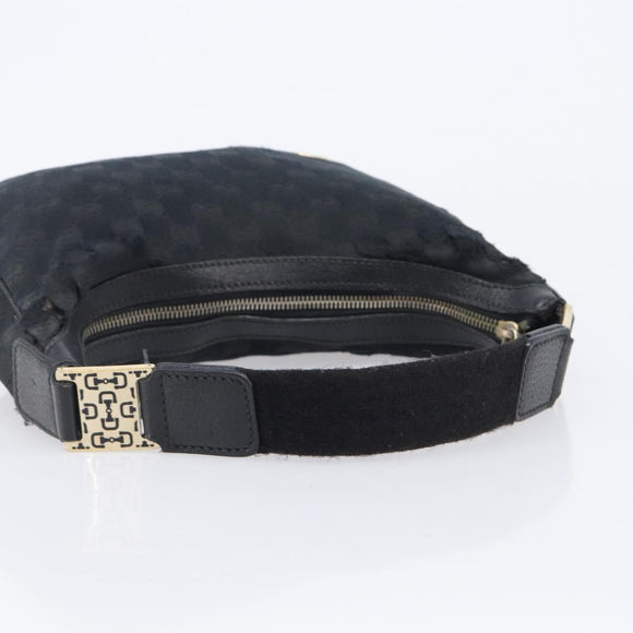 GUCCI GG Canvas Hand Bag Black Gold 145811 Auth hk4216