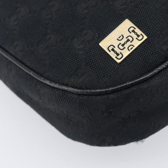 GUCCI GG Canvas Hand Bag Black Gold 145811 Auth hk4216