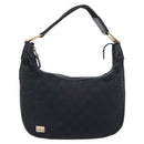 GUCCI GG Canvas Hand Bag Black Gold 145811 Auth hk4216-13