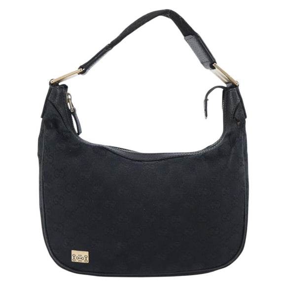 GUCCI GG Canvas Hand Bag Black Gold 145811 Auth hk4216