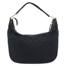GUCCI GG Canvas Hand Bag Black Gold 145811 Auth hk4216-2