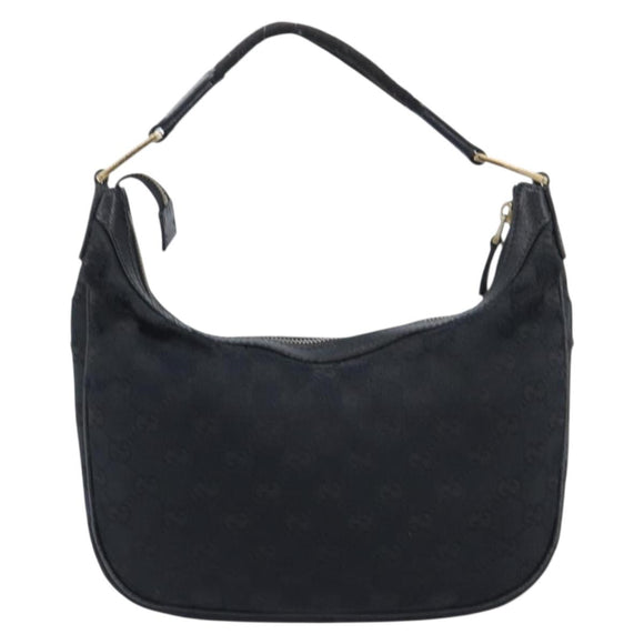 GUCCI GG Canvas Hand Bag Black Gold 145811 Auth hk4216