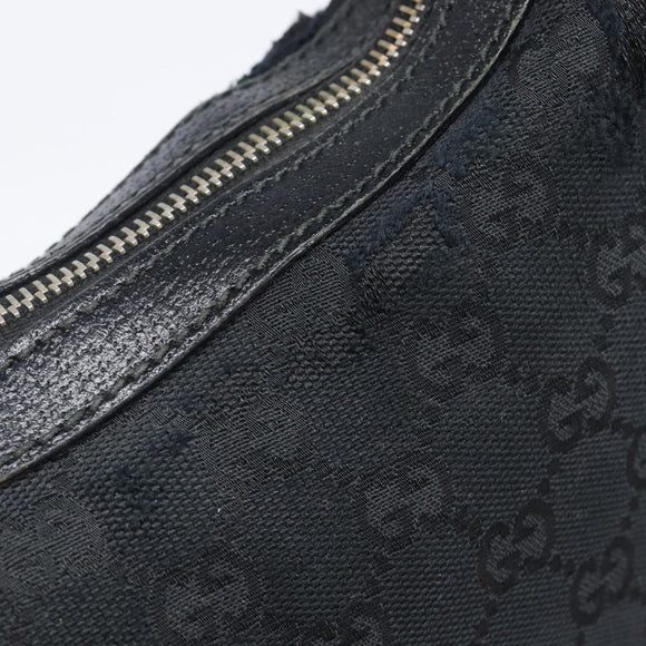 GUCCI GG Canvas Hand Bag Black Gold 145811 Auth hk4216