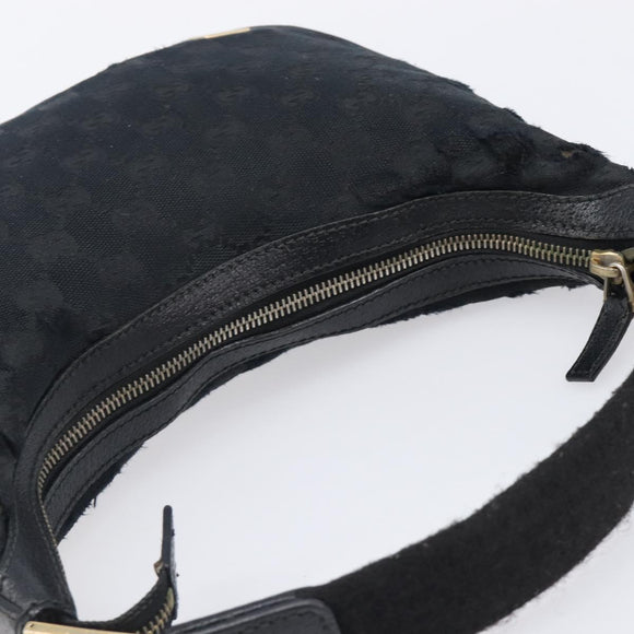 GUCCI GG Canvas Hand Bag Black Gold 145811 Auth hk4216