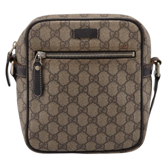 GUCCI GG Supreme Shoulder Bag PVC Beige Gold 233268 Auth hk4217
