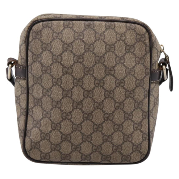 GUCCI GG Supreme Shoulder Bag PVC Beige Gold 233268 Auth hk4217
