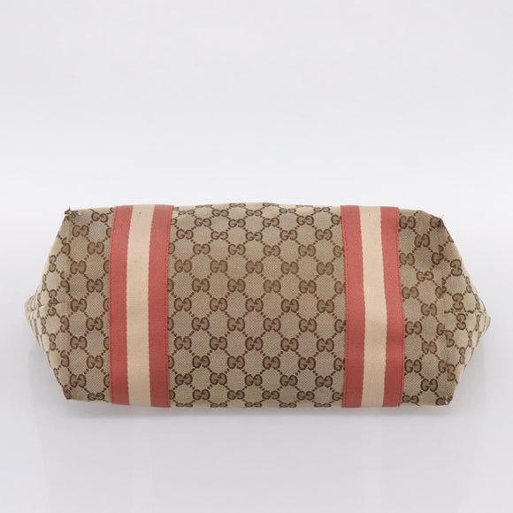 GUCCI GG Canvas Tote Bag Beige Gold 211976 Auth hk4219