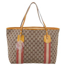 GUCCI GG Canvas Tote Bag Beige Gold 211976 Auth hk4219-2