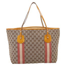 GUCCI GG Canvas Tote Bag Beige Gold 211976 Auth hk4219-3