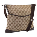 GUCCI GG Canvas Shoulder Bag Beige Silver 145857 Auth hk4220-1