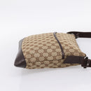 GUCCI GG Canvas Shoulder Bag Beige Silver 145857 Auth hk4220-5