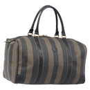 FENDI Pecan Canvas Boston Bag PVC Black Brown Auth hk4221-1