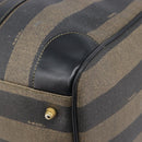 FENDI Pecan Canvas Boston Bag PVC Black Brown Auth hk4221-12