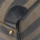 FENDI Pecan Canvas Boston Bag PVC Black Brown Auth hk4221-14