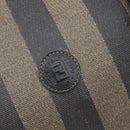 FENDI Pecan Canvas Boston Bag PVC Black Brown Auth hk4221-18