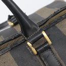 FENDI Pecan Canvas Boston Bag PVC Black Brown Auth hk4221-19
