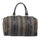 FENDI Pecan Canvas Boston Bag PVC Black Brown Auth hk4221-2