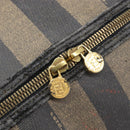 FENDI Pecan Canvas Boston Bag PVC Black Brown Auth hk4221-20