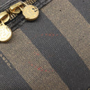 FENDI Pecan Canvas Boston Bag PVC Black Brown Auth hk4221-21