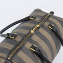 FENDI Pecan Canvas Boston Bag PVC Black Brown Auth hk4221-7